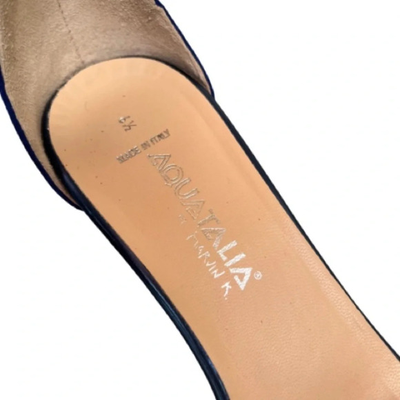 Aquatalia Catty Blue Suede Open Toe Heeled Sandals Size 6.5 Prom Wedding Formal - Picture 3 of 10